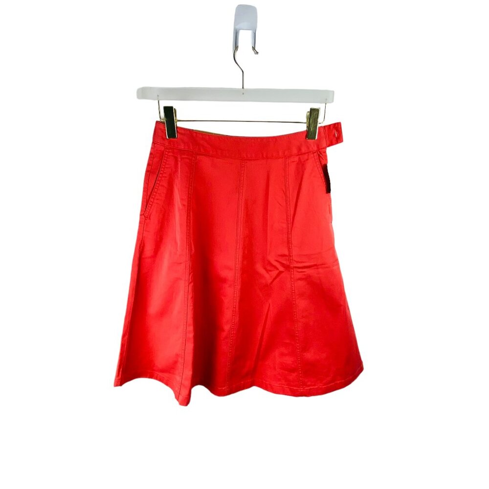 LL Bean Classic Fit A Line Skirt Womens Sz 4 Sunlit Coral Knee Lenght New Strech